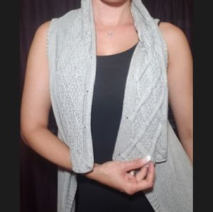 Knit cardigan, drape front vest